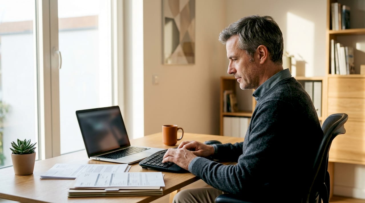 Claims adjuster typing insurance automation data