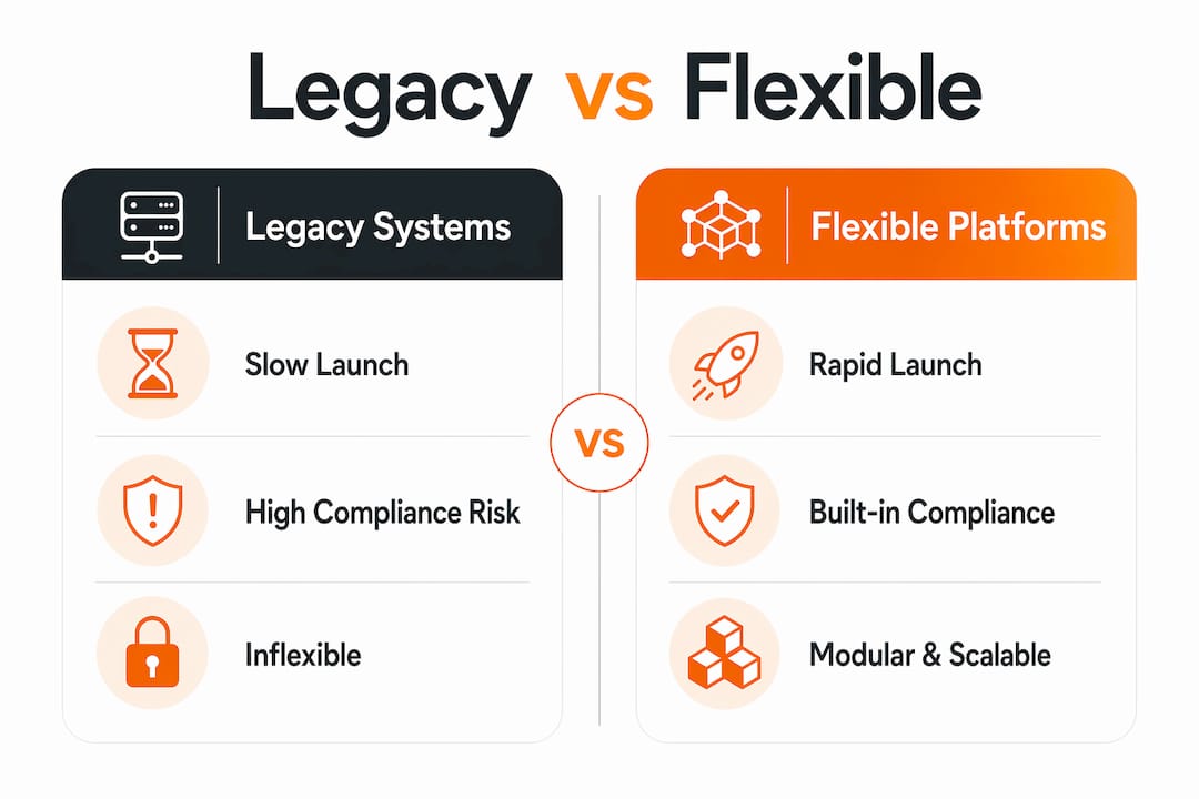 Comparison infographic of legacy and flexible insurance