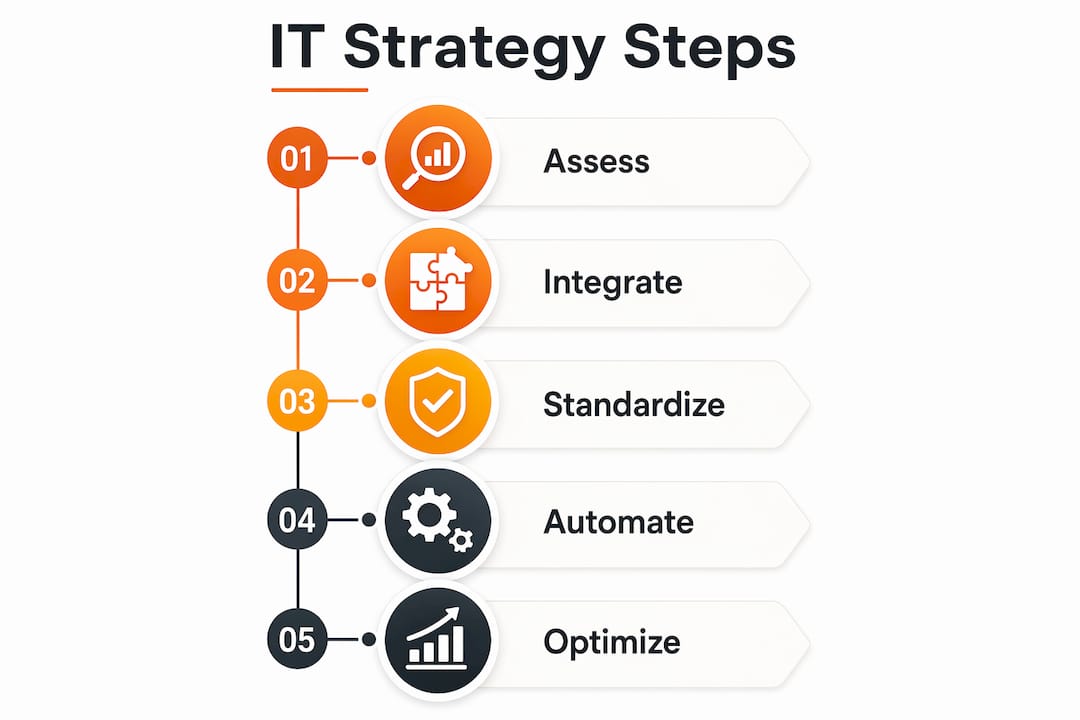 Infographic showing key steps in insurance IT strategy