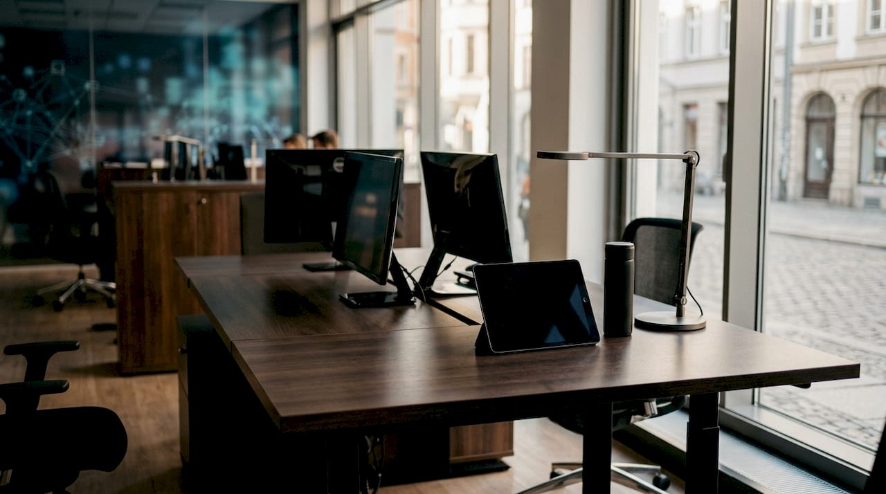 Overhead shot of AI claims processing desk
