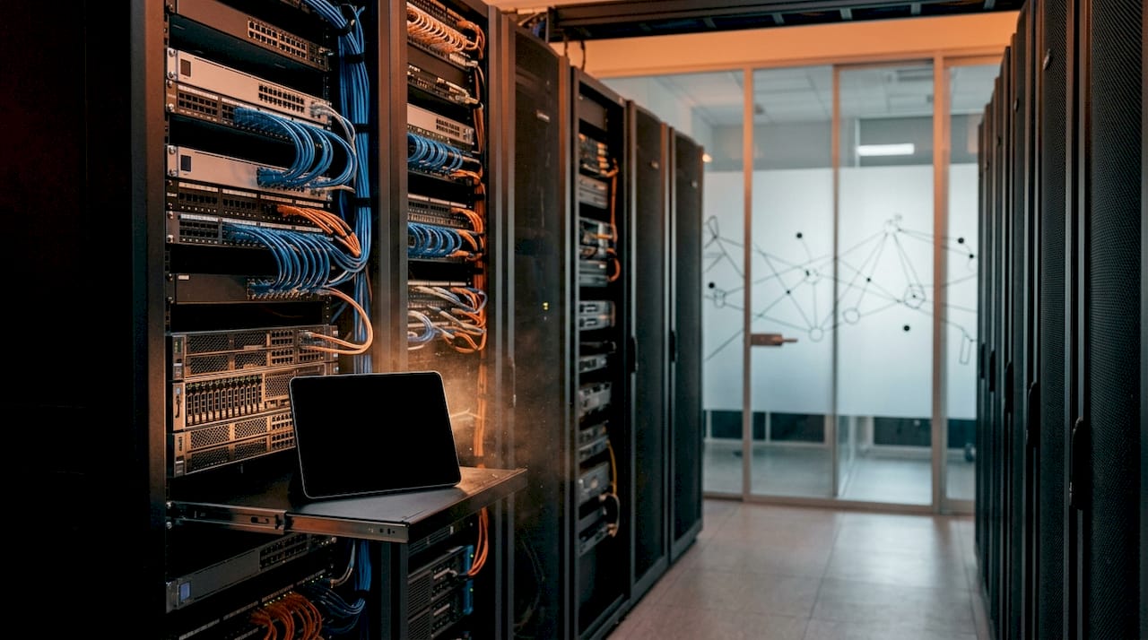 Cloud server room showing CRM integration network