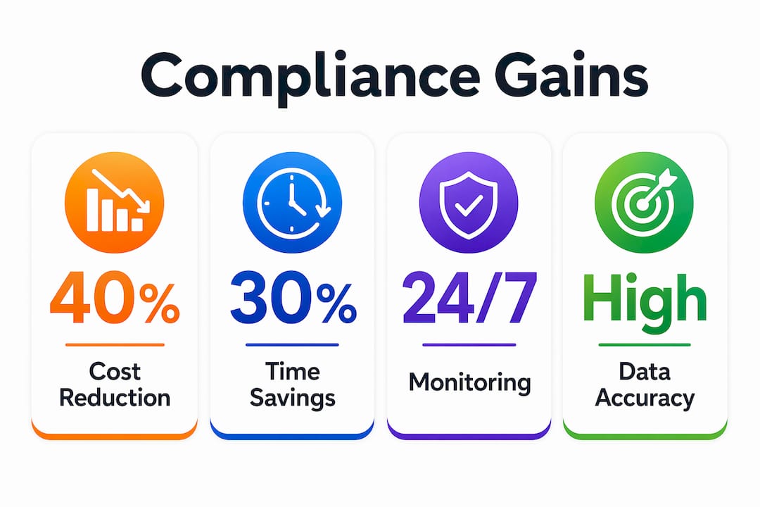 Infographic displaying key compliance benefits with low-code