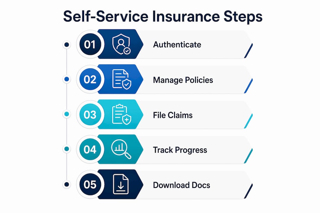 Infographic illustrating steps in self-service insurance process