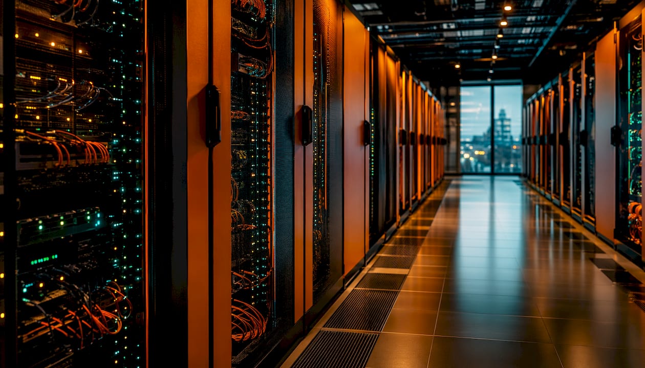 Modern cloud-native insurance platform server racks