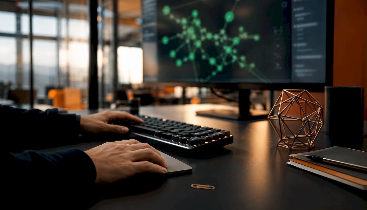 Hands at desk controlling insurance platform scalability