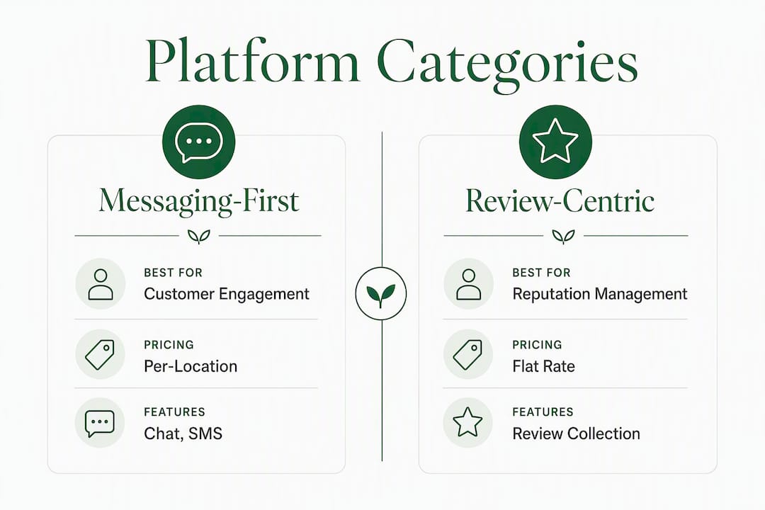 Infographic comparing platform categories and pricing