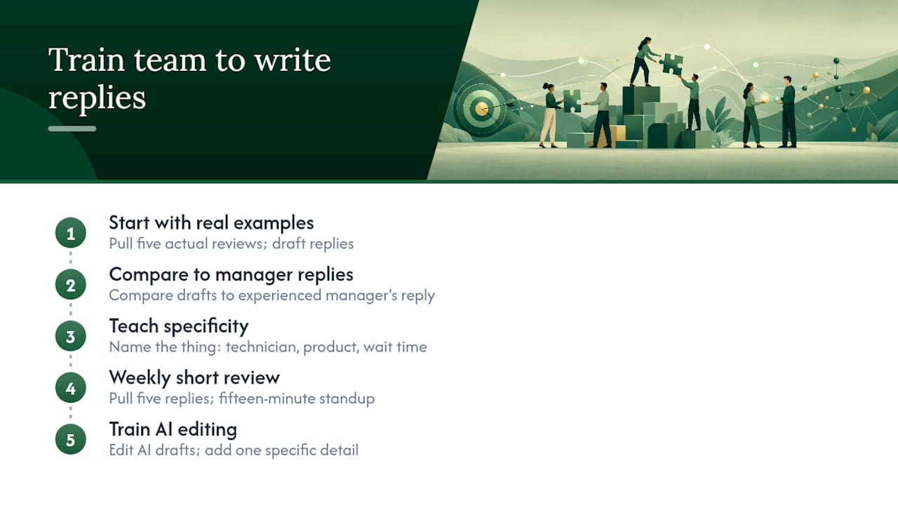 How Do You Train a Team to Write Good Review Replies? — overview diagram