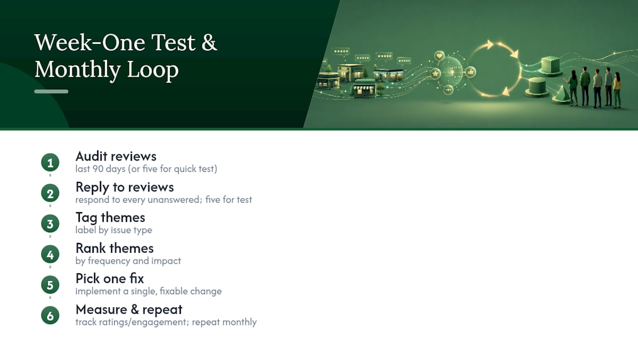 A Simple Week-One Test for Your Own Review Process — overview diagram