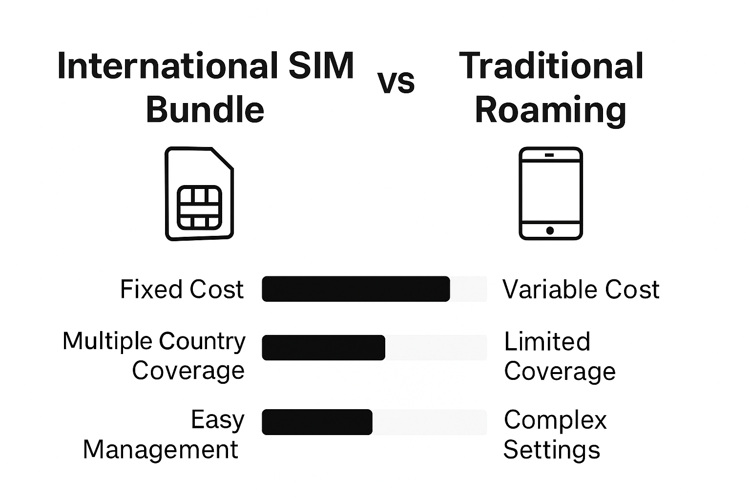 Infographic comparing international SIM bundles and roaming