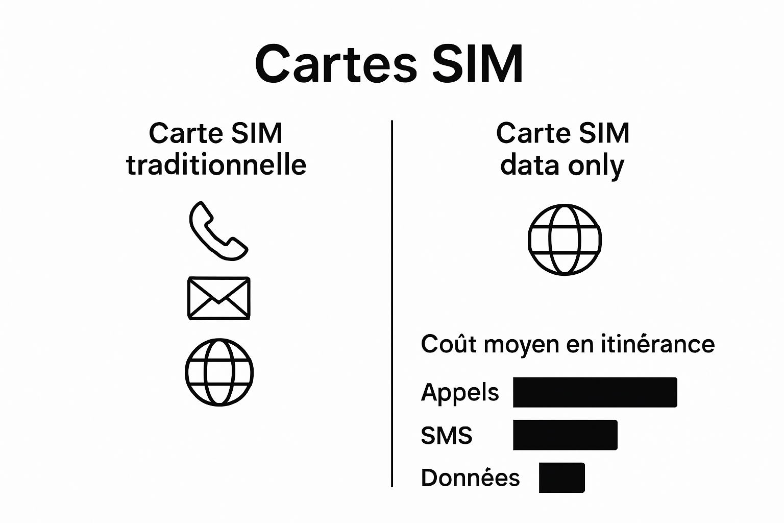 Infographie comparant carte SIM classique et SIM data only