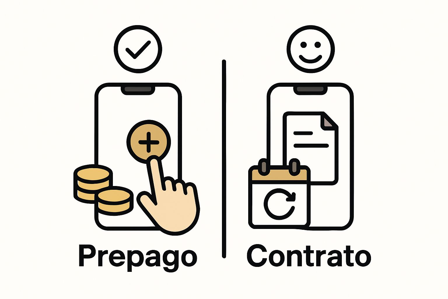 Twin icons compare prepago and contrato SIM visually