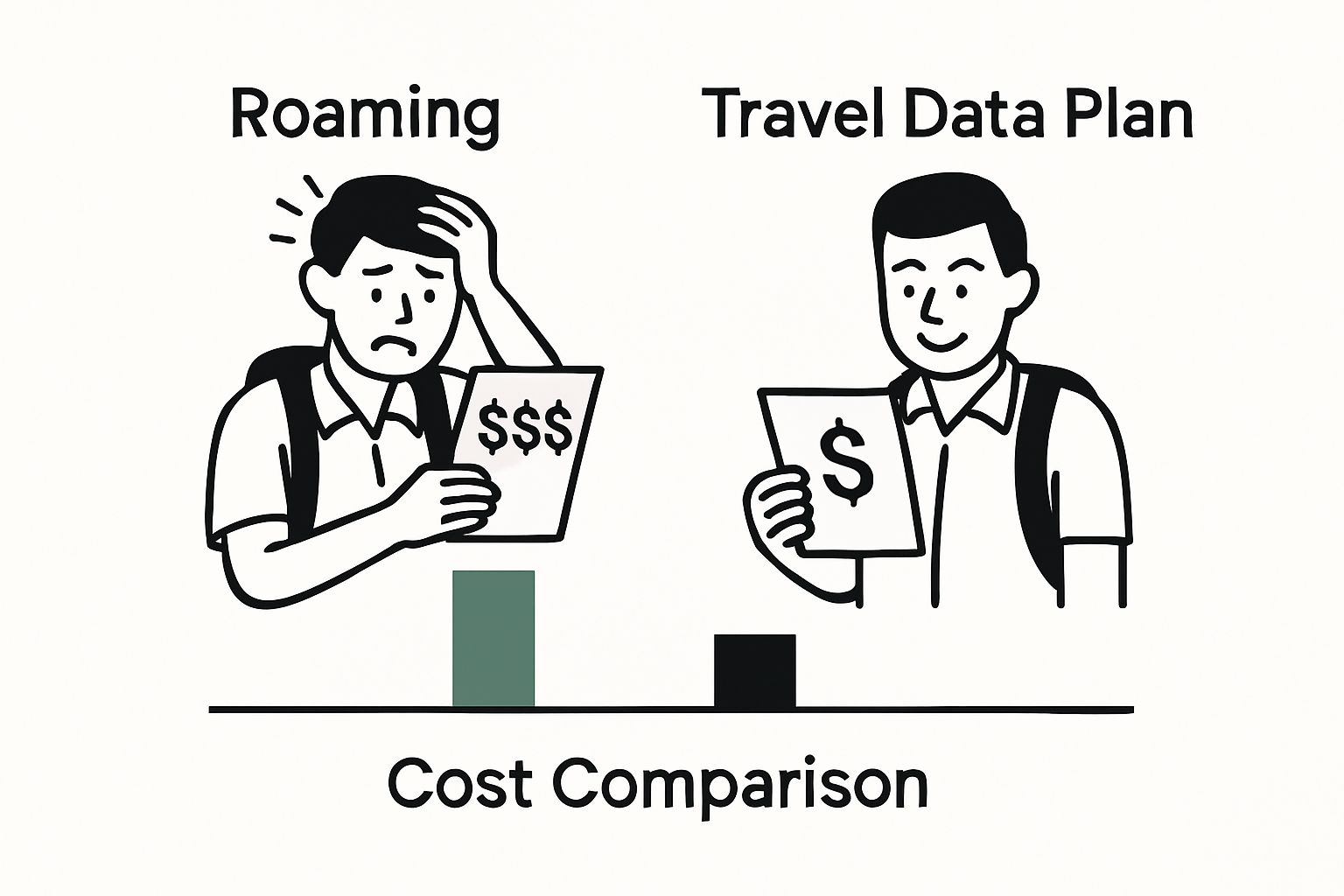 Infographic highlighting roaming versus travel data plan costs
