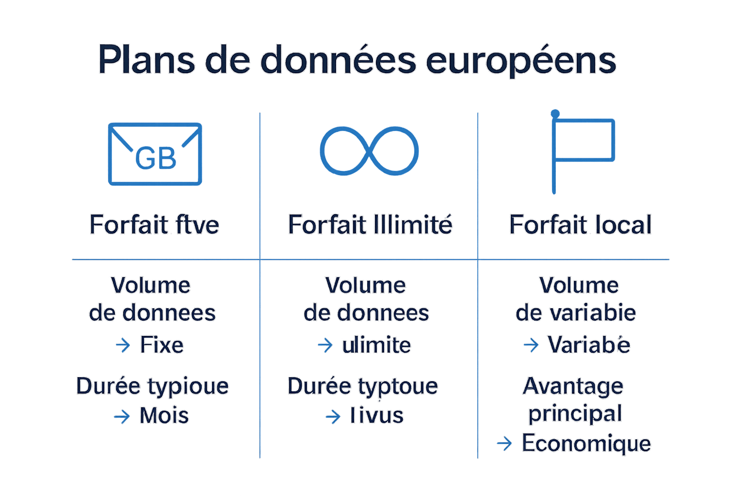 Comparaison graphique des principaux plans de données européens.