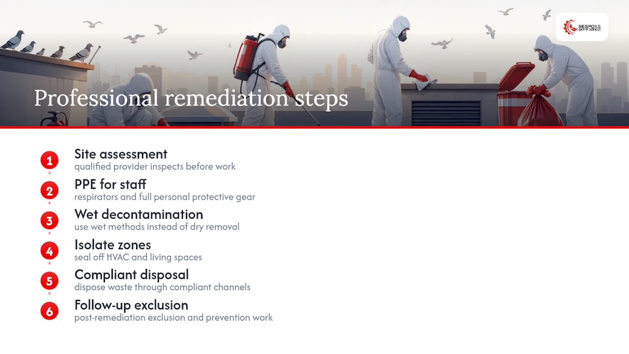Professional bird dropping remediation workflow