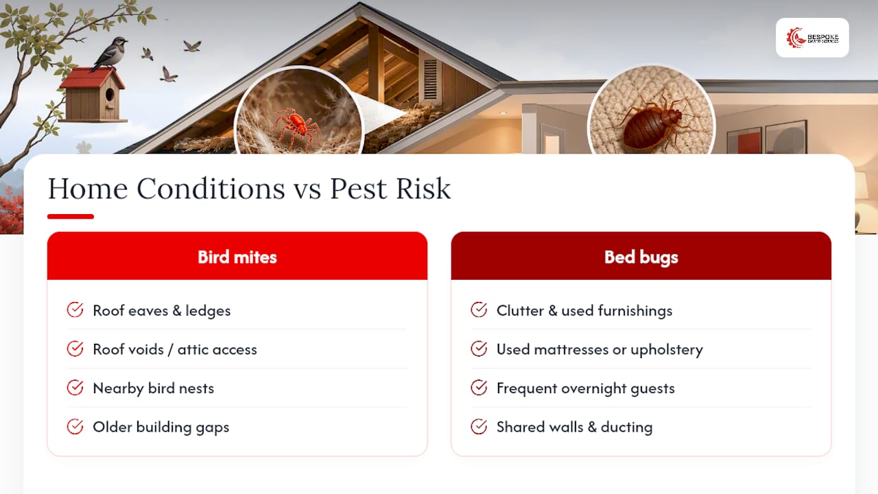 Home conditions associated with bird mites and bed bugs