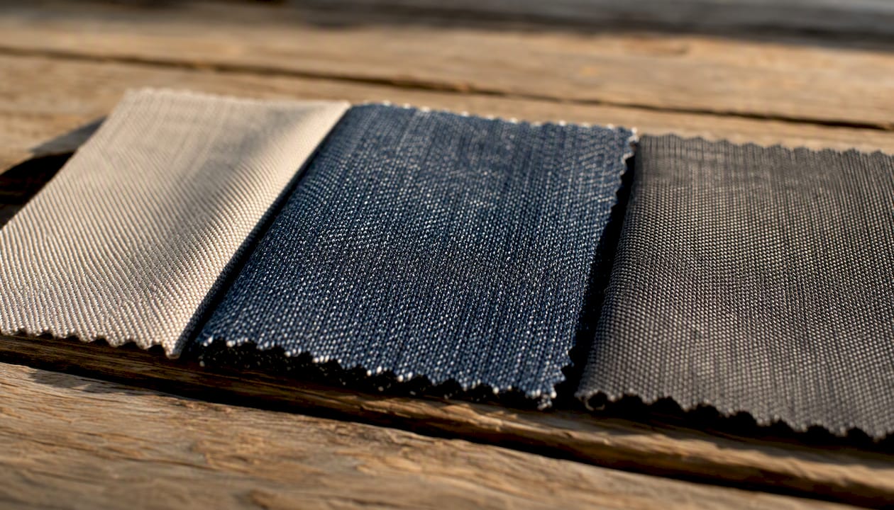 Close-up of cotton, canvas, and cotton-blend hat fabrics