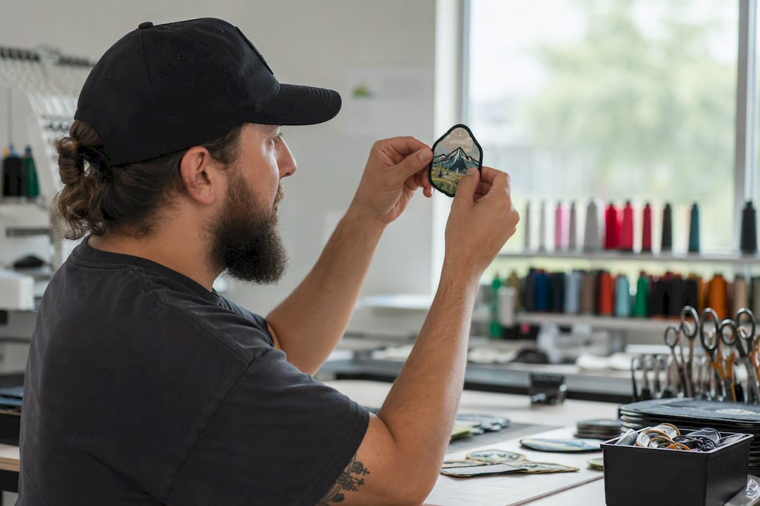 Inspecting stabilizer and edge on embroidered patch