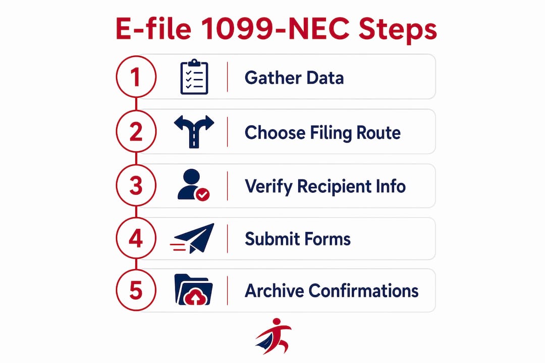 Infographic outlining 1099-NEC e-filing steps