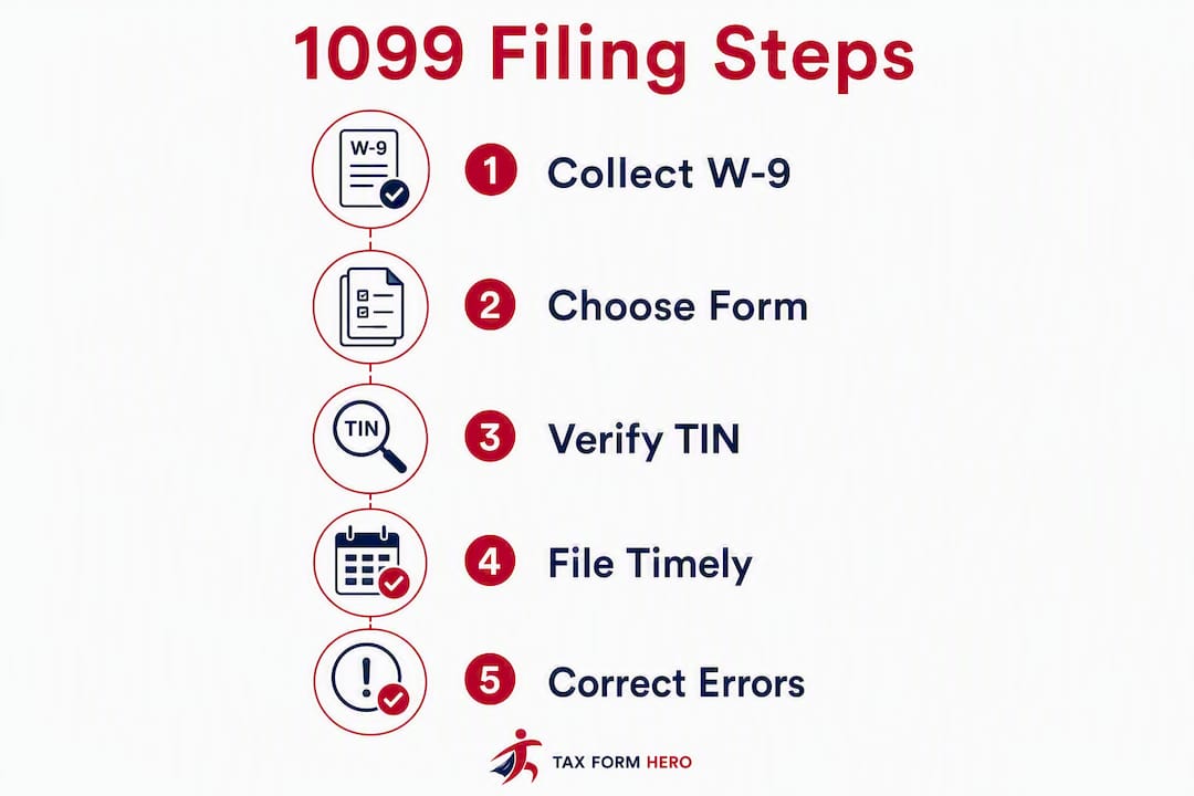 Infographic outlining 1099 filing process steps