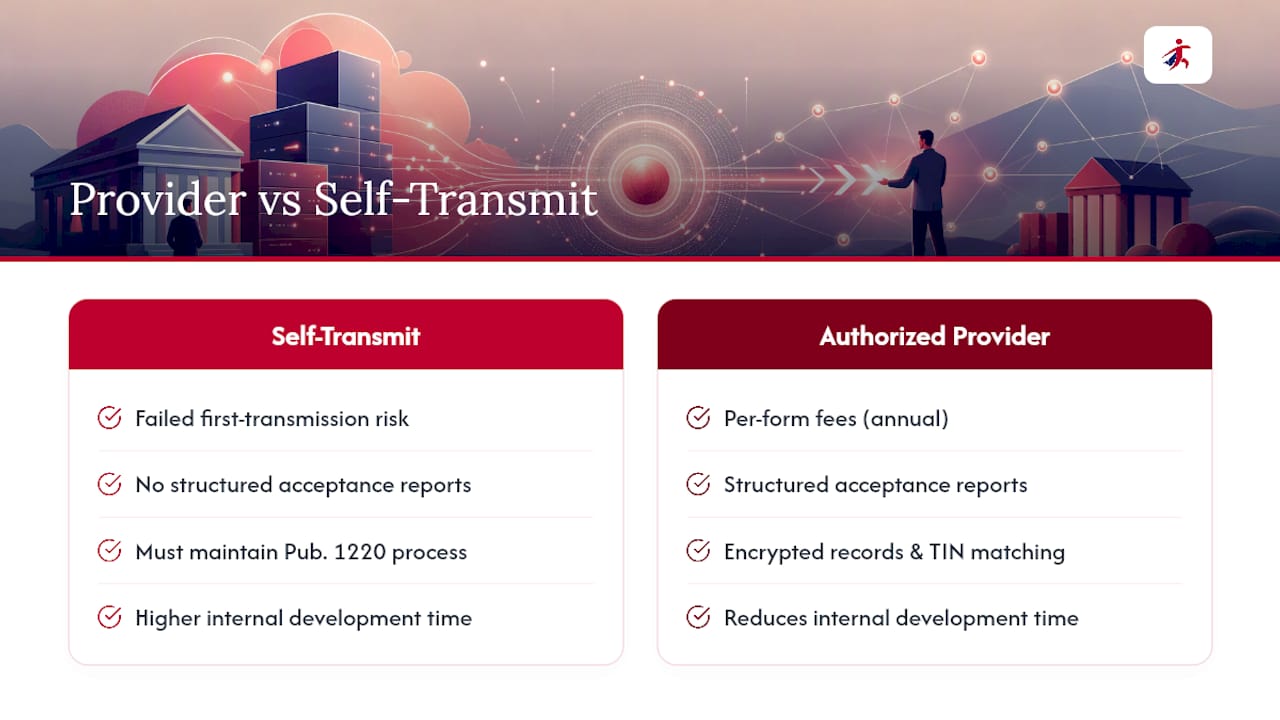 The case for using an authorized provider rather than self-transmitting — overview diagram