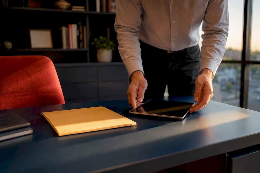 Hands preparing to collect W-9 form