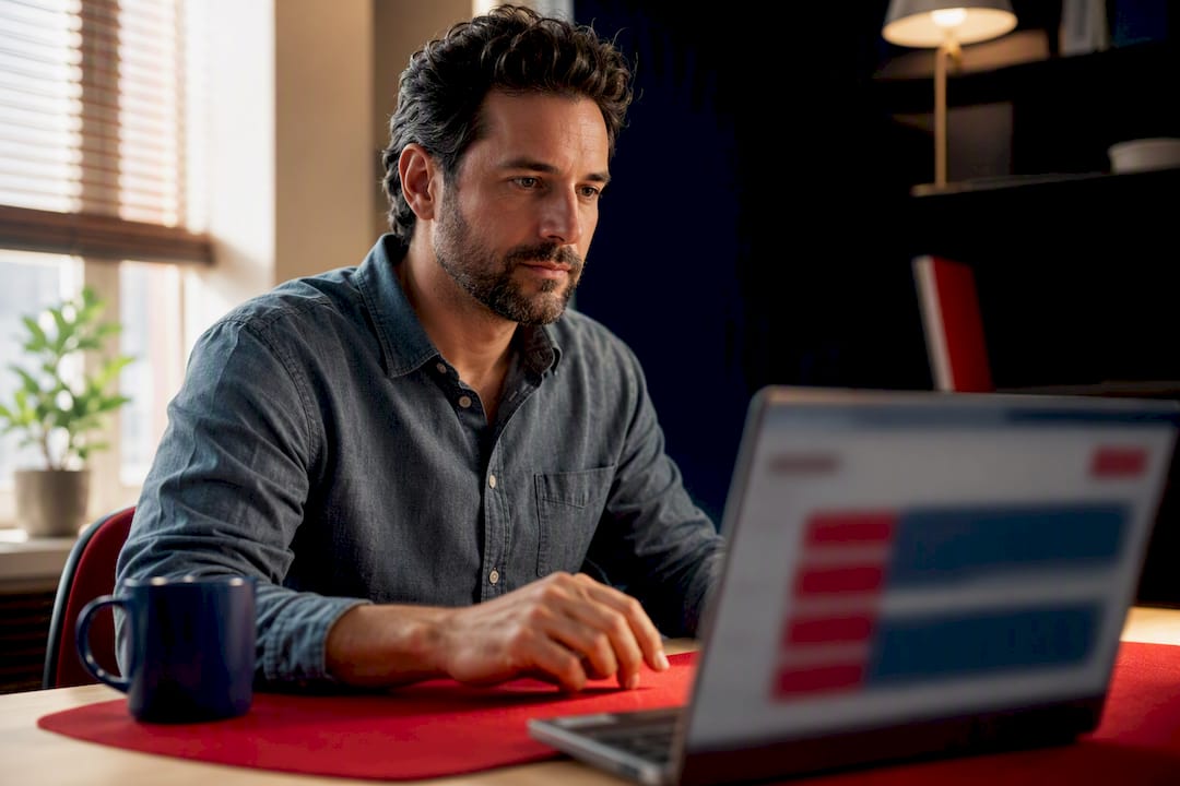 Business owner reviewing online 1099 filing