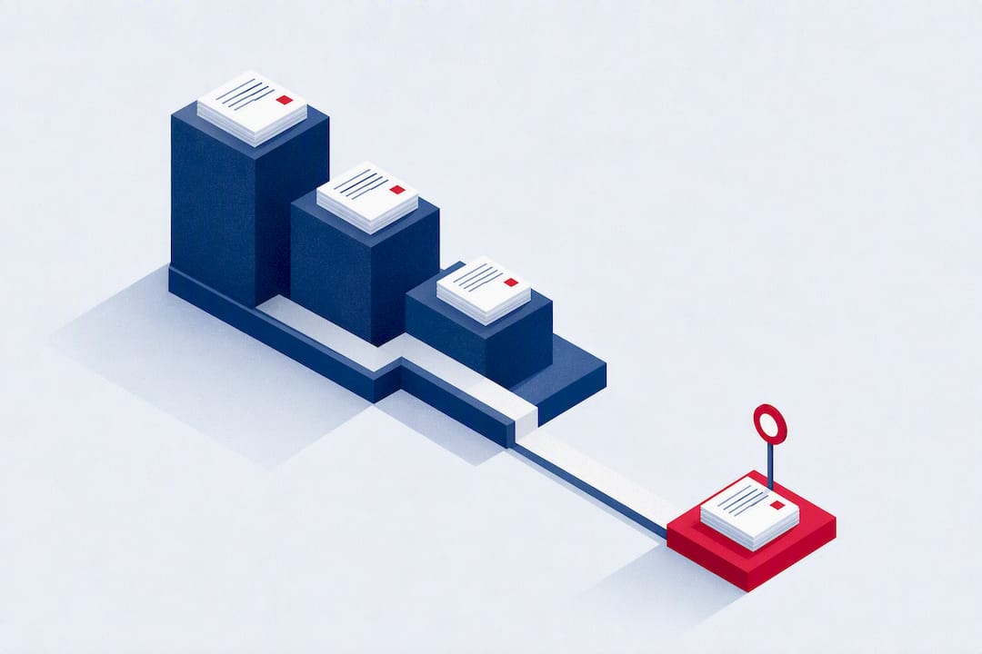 Isometric illustration of descending penalty tiers