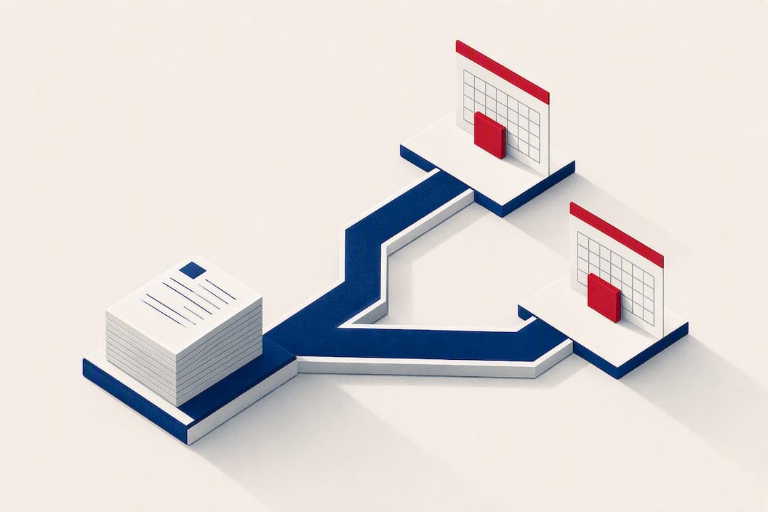 Isometric illustration of filing deadline tracks