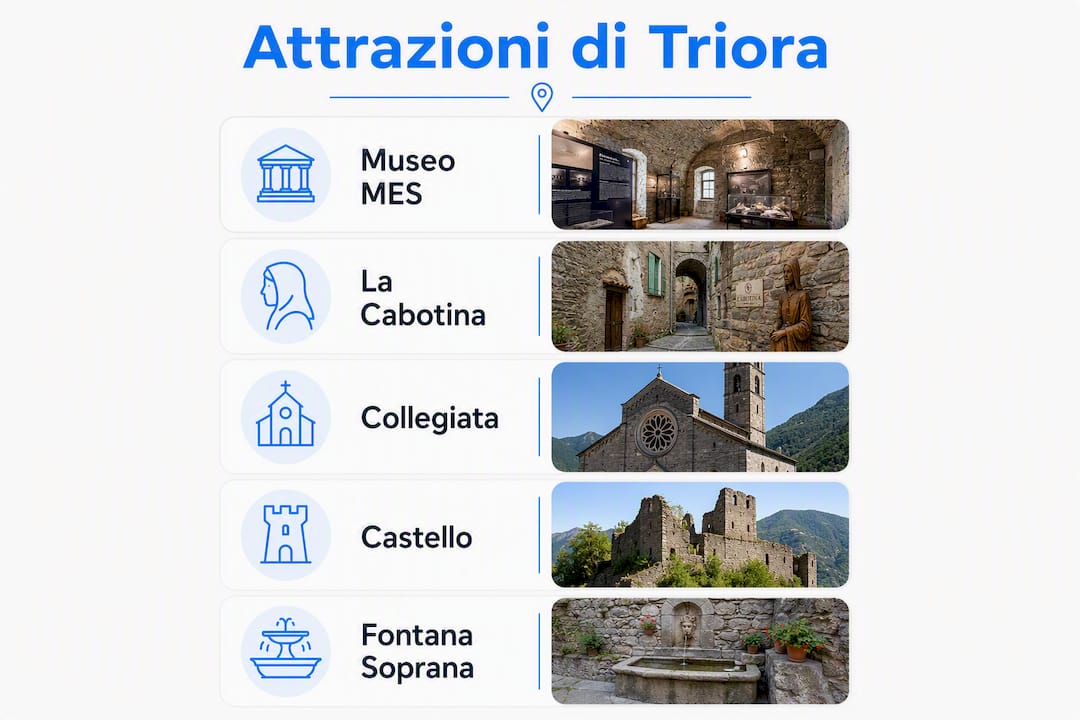 Mappa illustrata dei luoghi imperdibili da scoprire a Triora