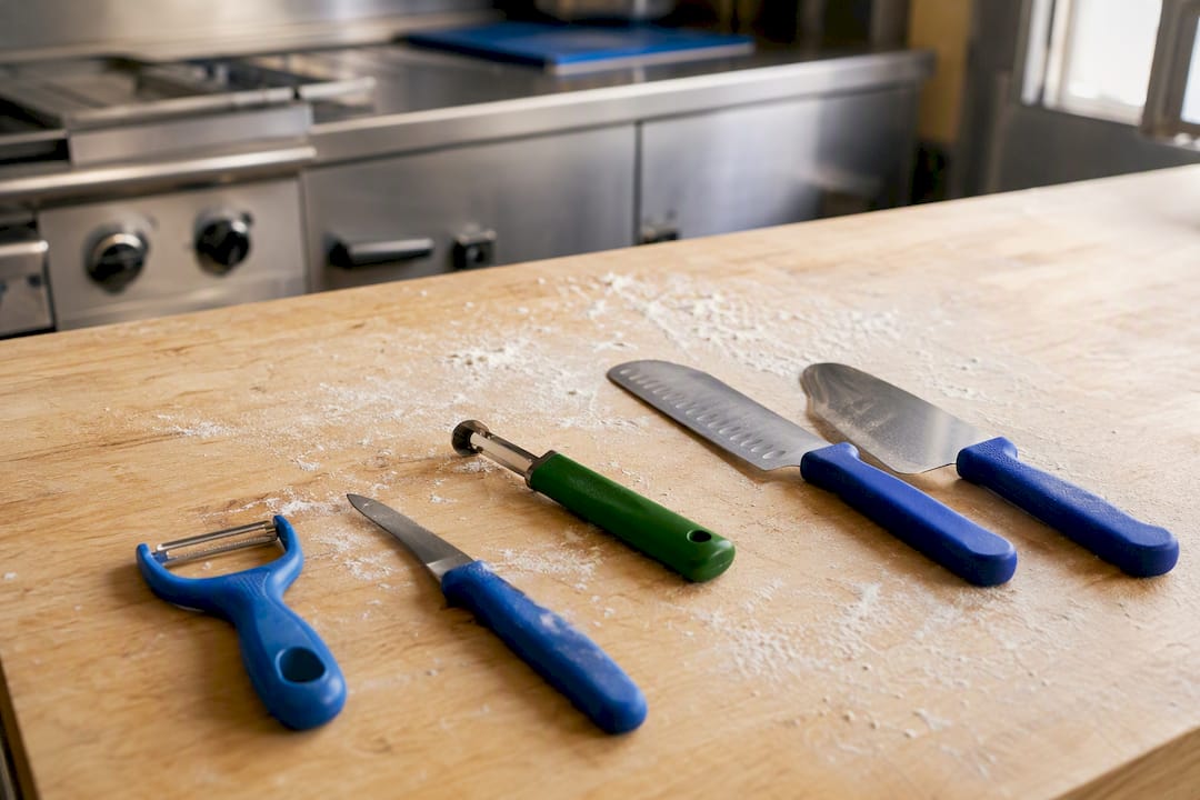 Utensili da cucina codificati a colori per la cucina senza glutine