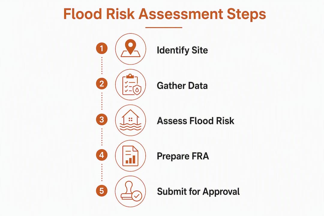 Infographic illustrating flood risk assessment steps