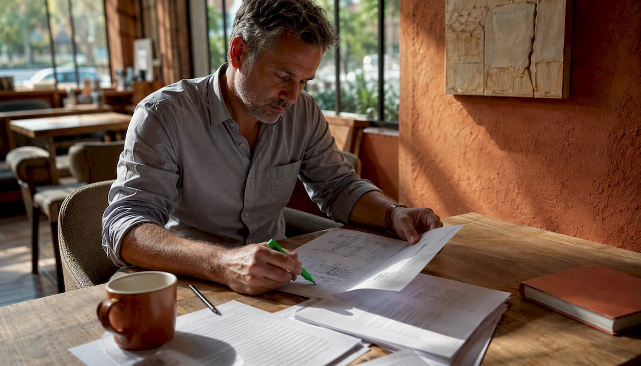 Developer reviewing planning condition documents