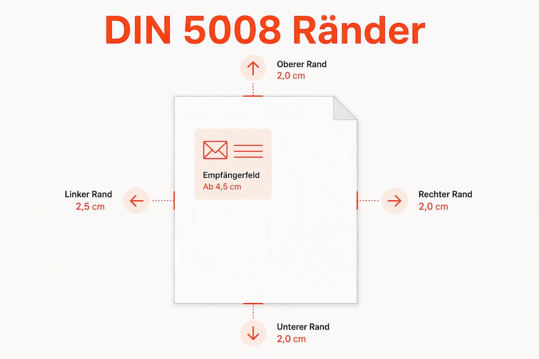 Übersichtliche Infografik zu den Randabständen nach DIN 5008