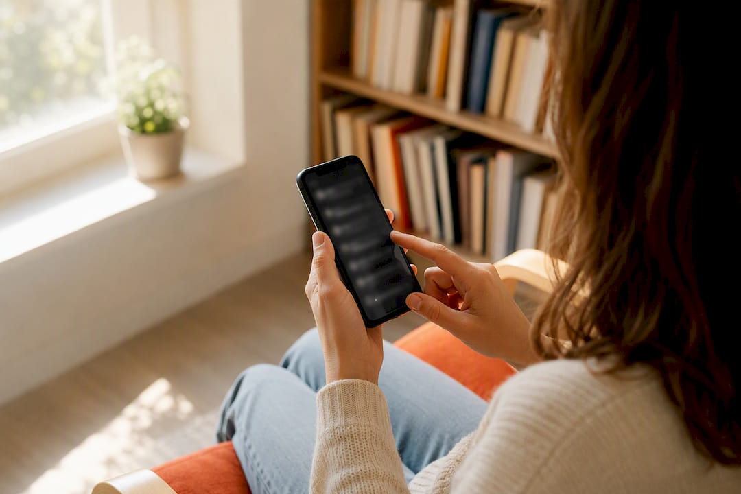 Hände verwalten E-Mail-Benachrichtigungen auf dem Smartphone