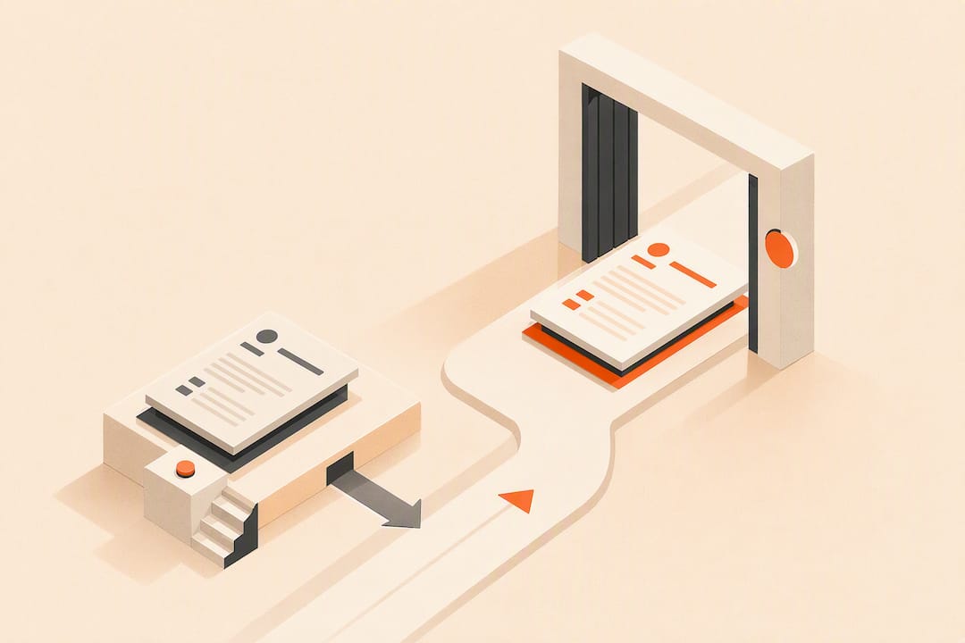 Isometric resume screening and correction illustration