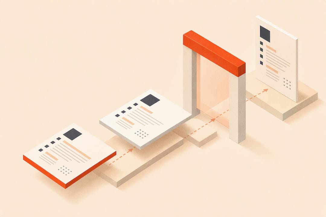 Isometric resume export and testing illustration