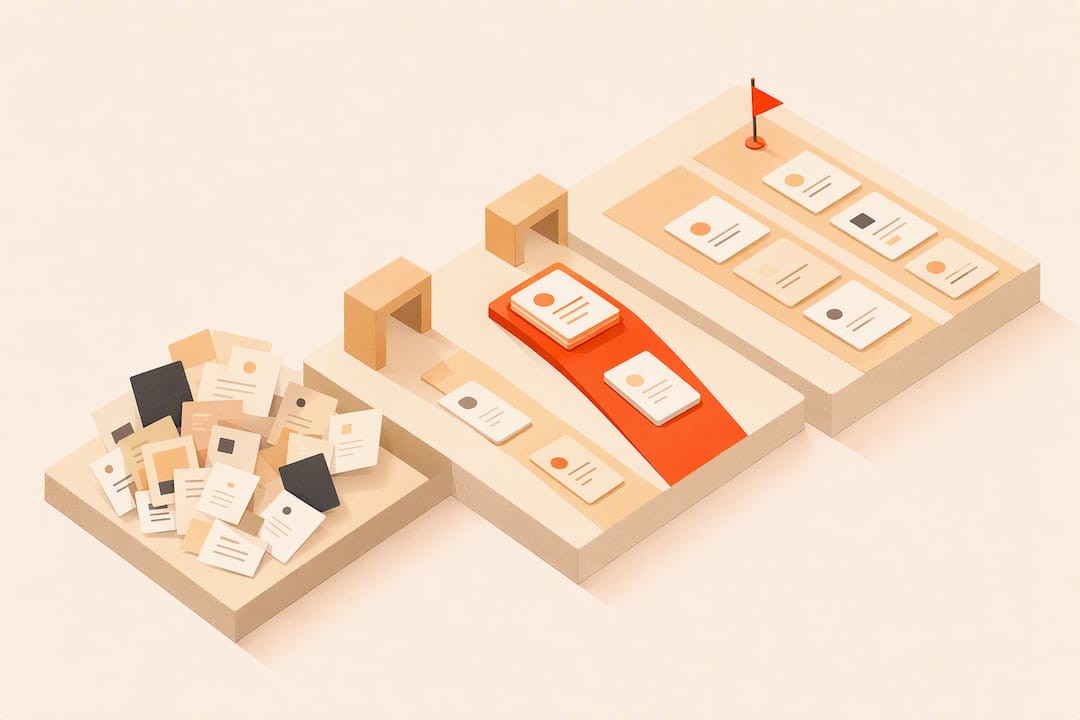 Isometric illustration of an organised job search