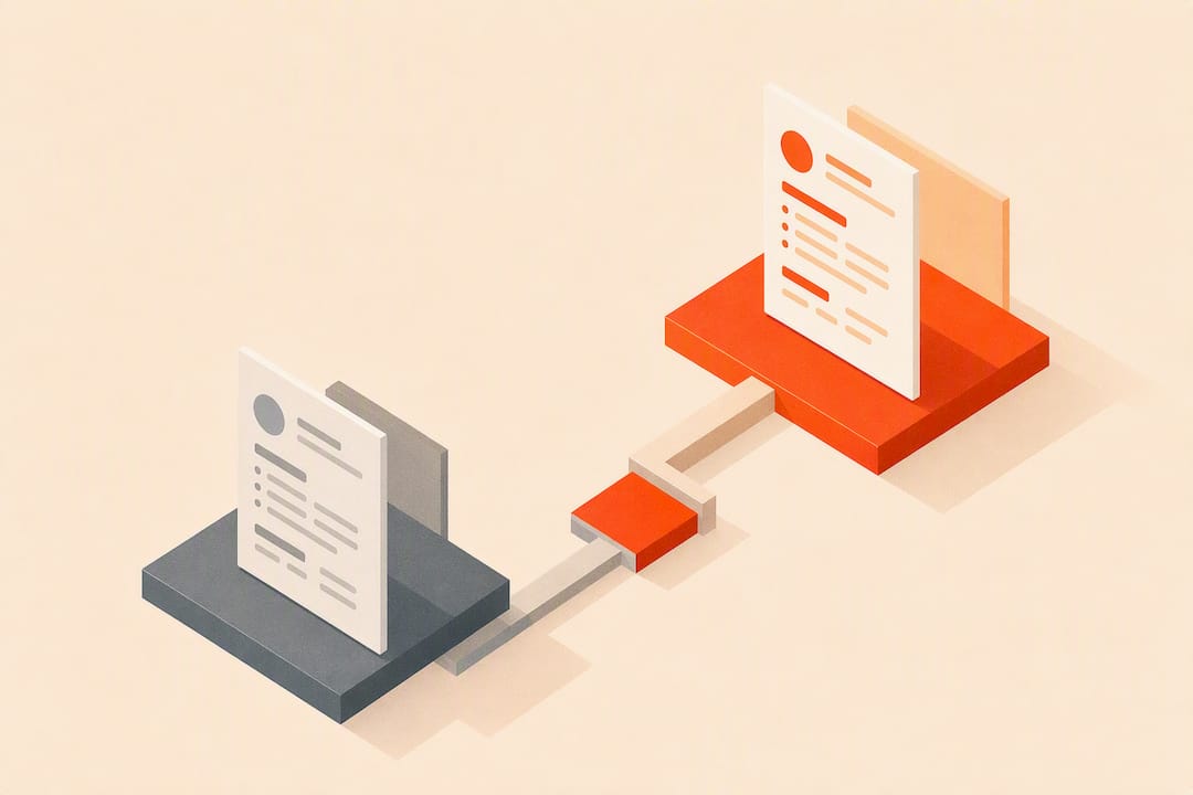 Isometric career change resume title card