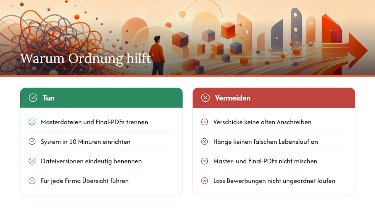 Warum ein klares Ordnungssystem beim Organisieren von Bewerbungen hilft: overview diagram