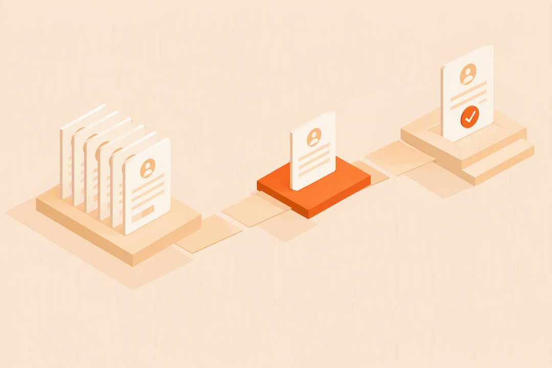 Isometric application approval workflow illustration