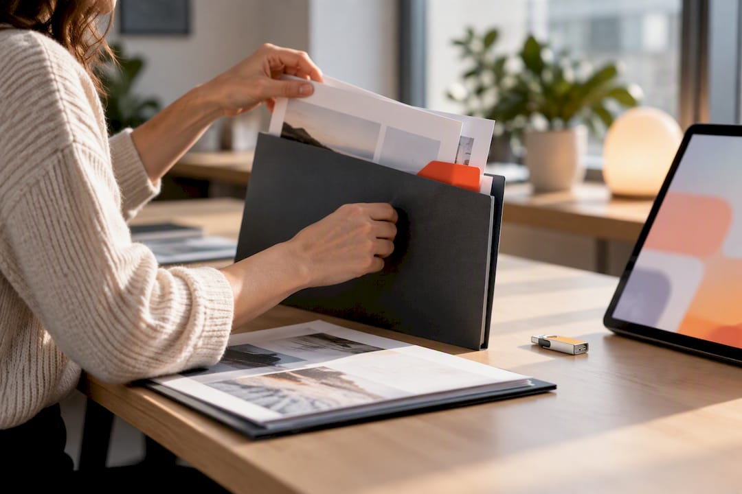 Arbeitsproben werden digital zusammengestellt