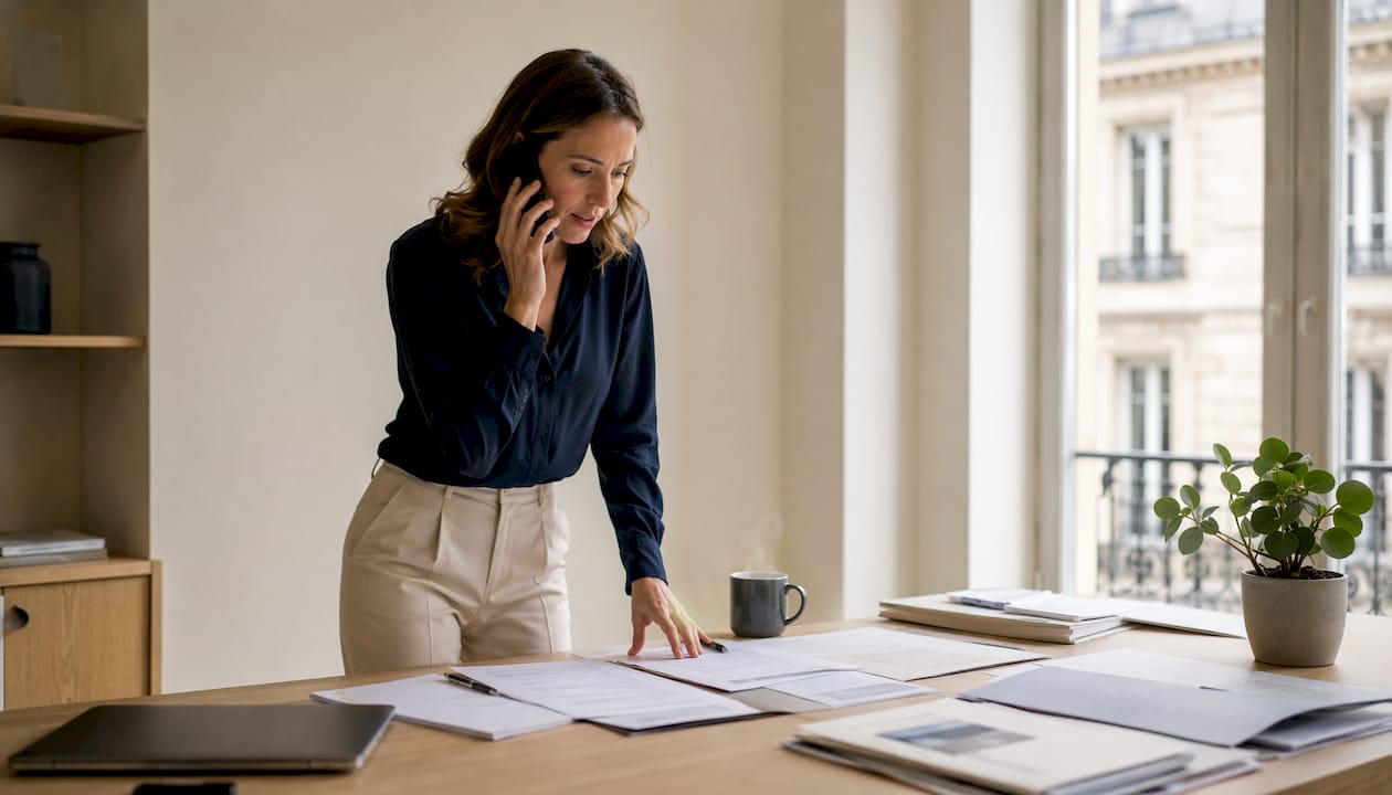 Des mains en train de lancer une demande de crédit via une application administrative