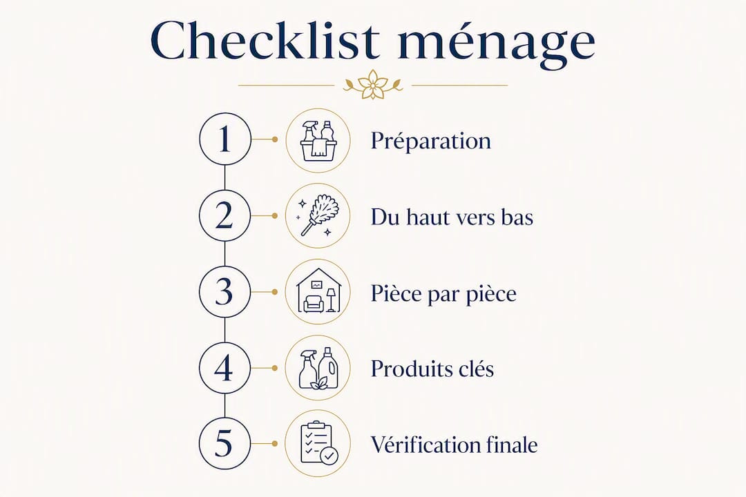 Infographie : les indispensables à vérifier pour un ménage réussi avant de s’installer