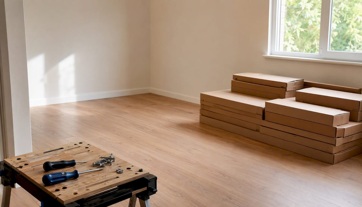 Prévoyez un espace dégagé pour monter vos meubles dans de bonnes conditions.