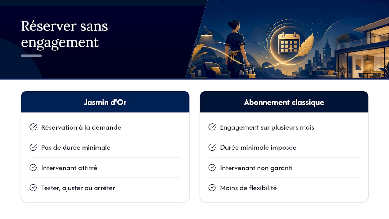 Réserver une intervention Jasmin d'Or sans vous engager sur la durée — overview diagram