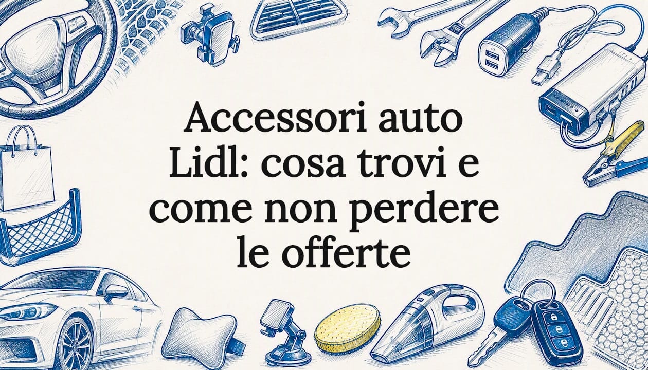 Illustrazione decorativa per la copertina di un articolo dedicato agli accessori per auto