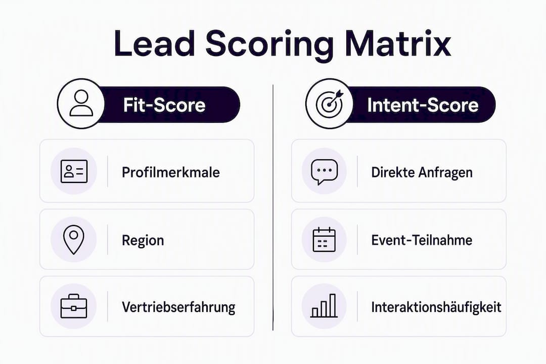 Übersichtsgrafik zur Lead-Scoring-Matrix mit zwei Bewertungskriterien