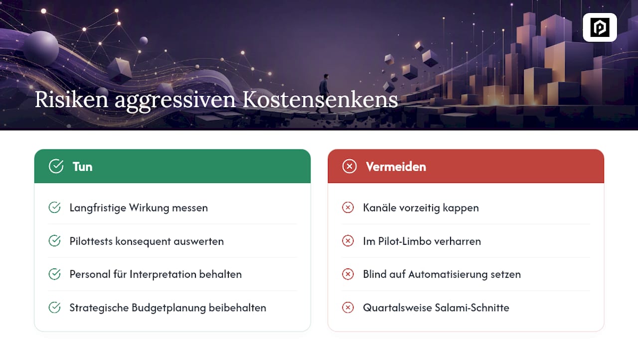 Welche Risiken bringt aggressives Kostensenken im Marketing mit sich? — overview diagram