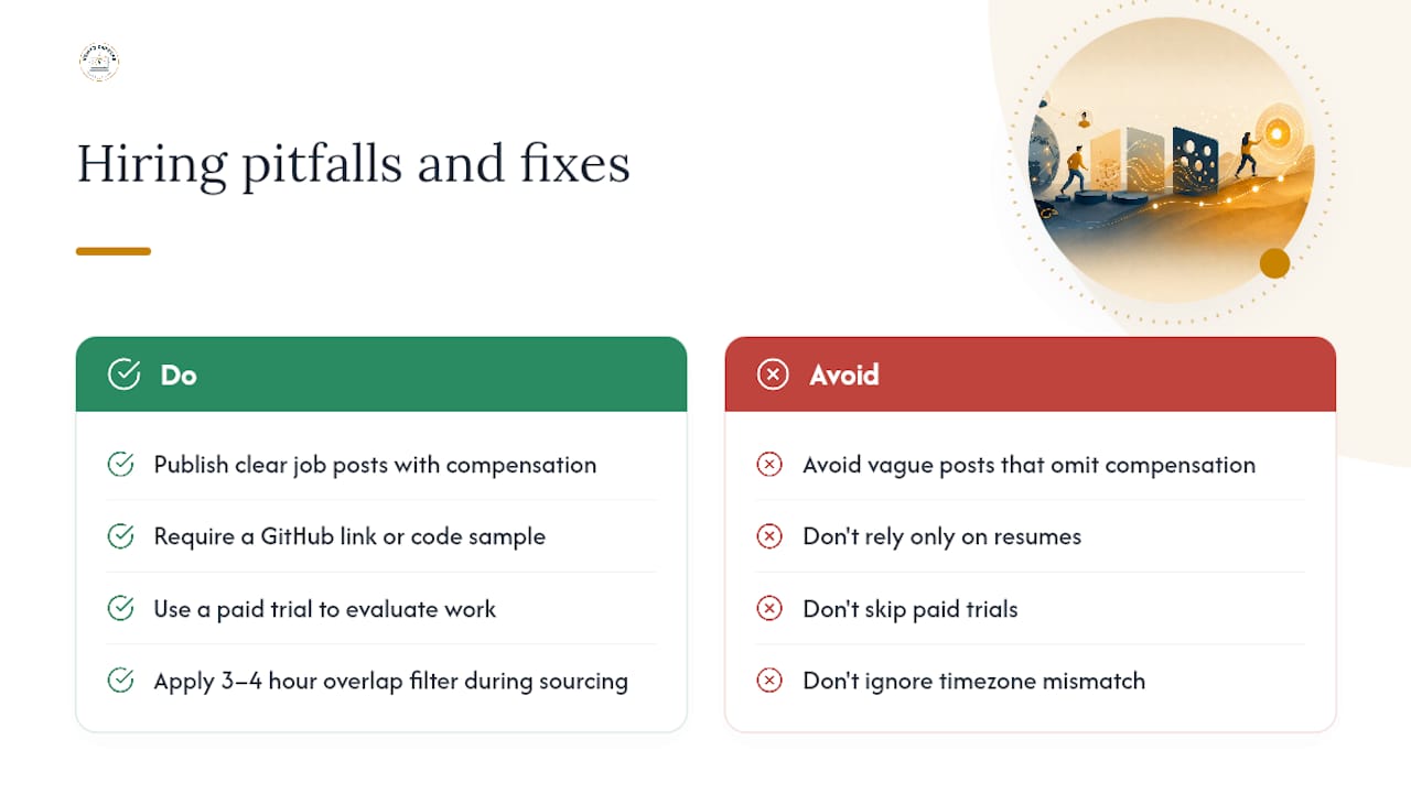 What hiring managers get wrong when hiring remote developers — overview diagram