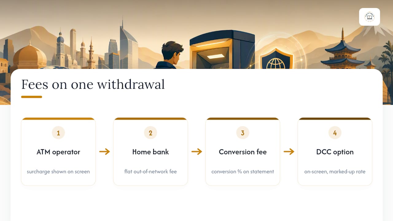 Three international ATM fees and when they appear